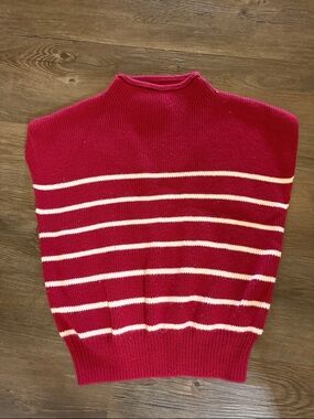 Women’s Red Striped Knit Sweater Vest